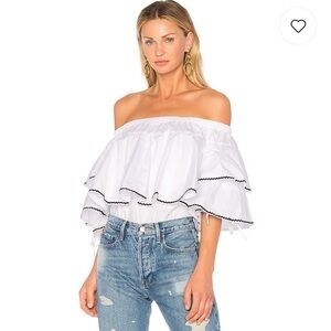 Endless rose ruffle trim off shoulder top M